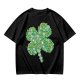 Olive Green T-Shirt With St. Patrick's Day Four-Leaf Clover Art