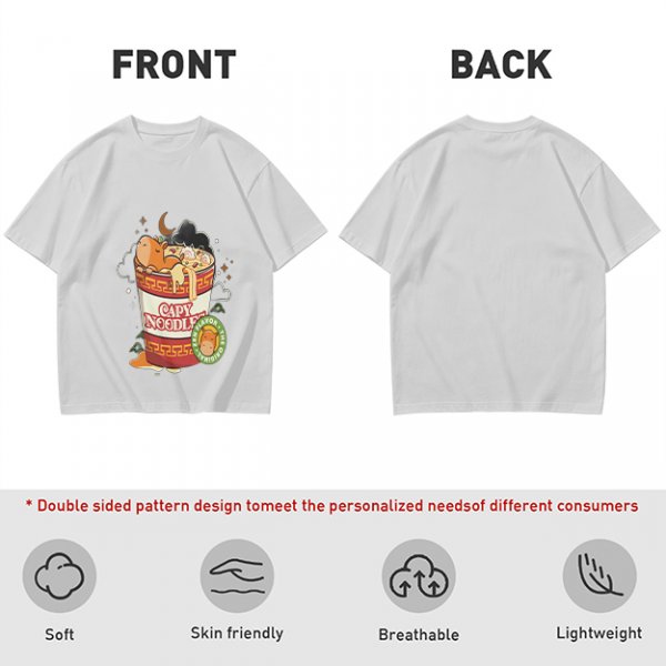 Olive T-Shirt with Capybara in Cup Noodle Graphic Print