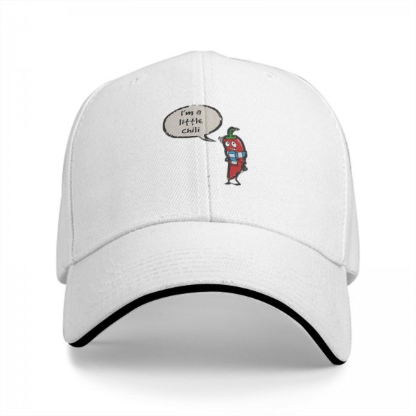 Black Baseball Cap With I'm A Little Chili Cartoon Pepper Design