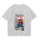 Olive T-shirt with Superhero Lounging Under Beach Umbrella Print