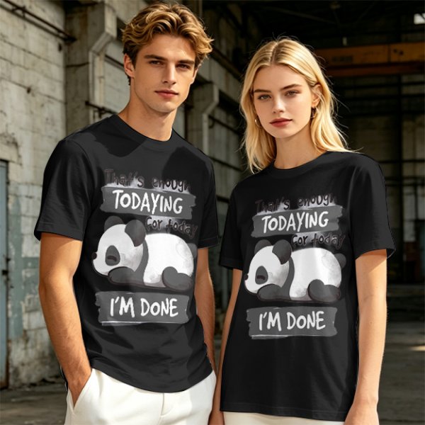 Oversized Graphic T-Shirt with Tired Panda 'That's Enough Todaying For Today I'm Done'