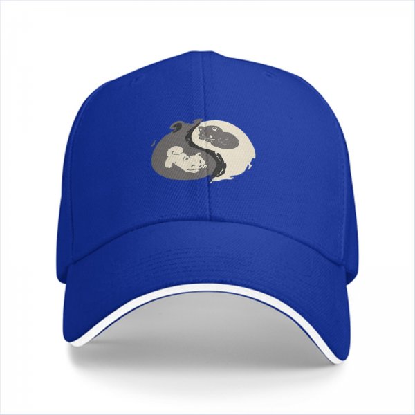 Black baseball cap with yin yang cat graphic design