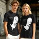 Olive T-Shirt With Cute Running Ghost Dinosaur Graphic Print