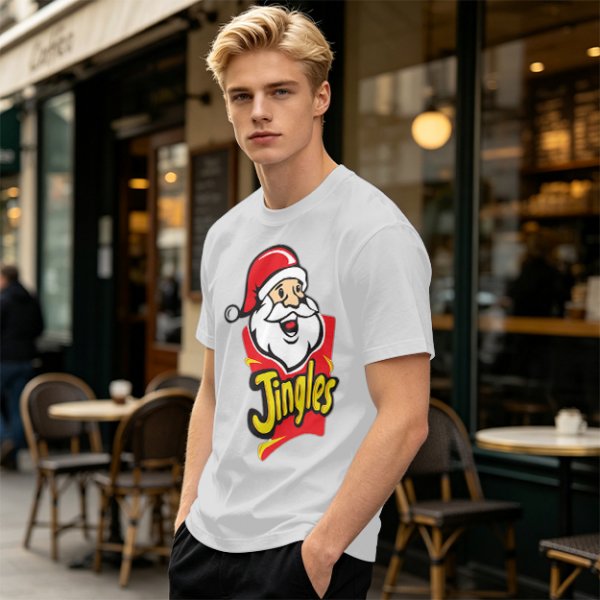 Olive T-Shirt with Santa Claus Jingles Christmas Print