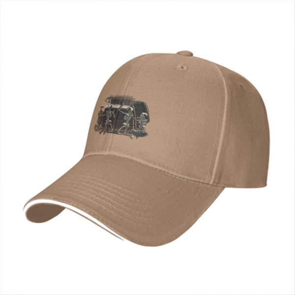 Black baseball cap with skeletons around a toaster graphic