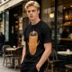 Olive Green T-Shirt With Happy Steaming Coffee Cup Graphic