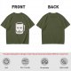 Oversized Army Green T-Shirt With Tired Coffee Mug Graphic