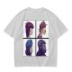 Olive T-Shirt With Four Gorillaz Character Portraits Print