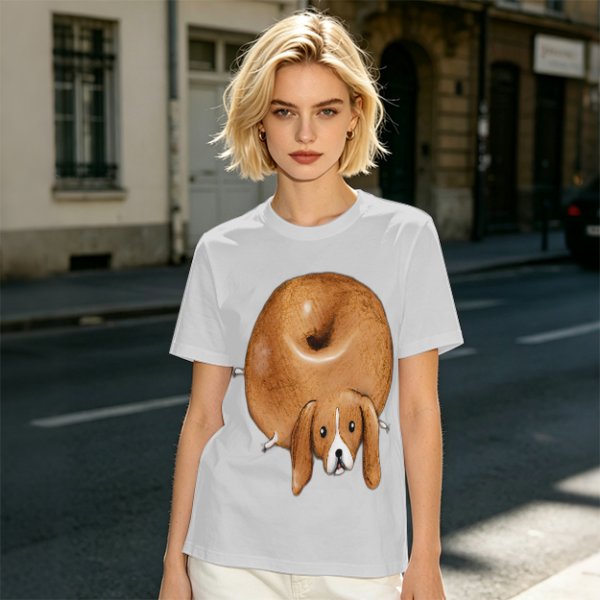 Olive Green T-Shirt With Donut Shaped Beagle Print