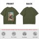 Olive T-shirt with ukiyo-e style fantasy creature graphic print