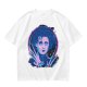 Olive T-Shirt With Neon Edward Scissorhands Portrait Print