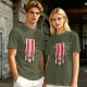 Olive T-Shirt With Cartoon Bacon Champion Medal Print