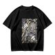 Olive Anime Graphic T-Shirt With Fist And Lightning Artwork