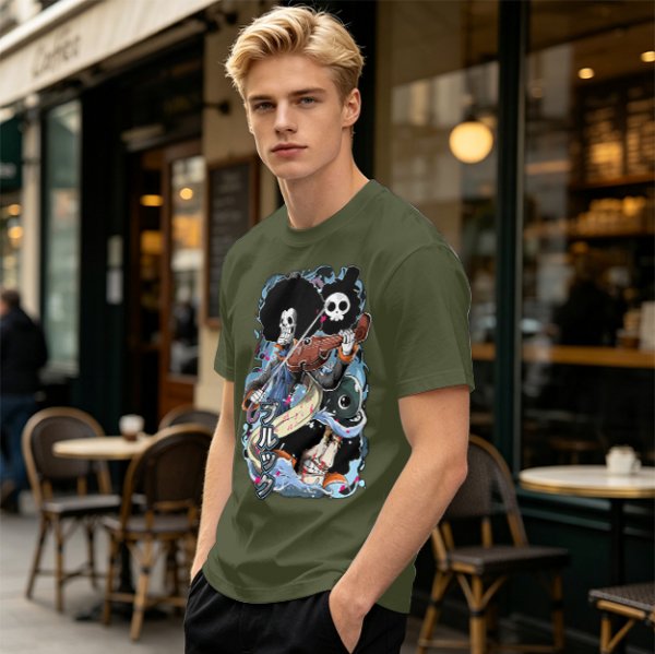 One Piece Brook Skull Musician Graphic Tee
