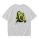 Olive Green T-Shirt with Cute Running Avocado Graphic