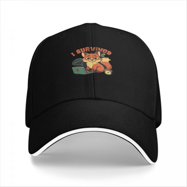 I Survived Stressed Fox Working On Laptop Graphic Baseball Cap