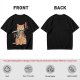 Olive T-Shirt With Samurai Cat Holding Katana And Koi Tattoos