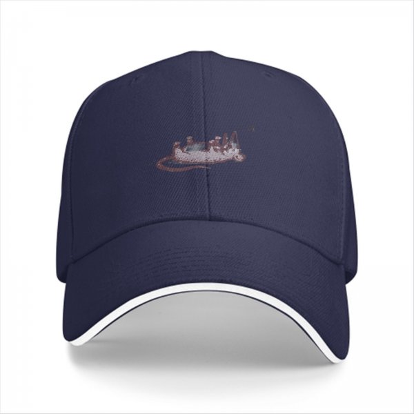 Black Baseball Cap With Opossum Graphic Print