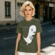 Olive T-Shirt With Cute Running Ghost Dinosaur Graphic Print