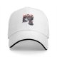 Black baseball cap with 'My First Catnip' and cat graphic print