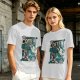 Olive t-shirt with mermaid coffee print 'Coffee Because Luring Sailors Takes Energy'