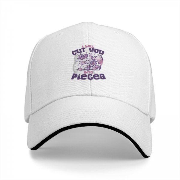 Black baseball cap with funny unicorn cut you into pieces graphic