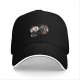 Black Baseball Cap With Retro Coffee Cup Cartoon Characters Print