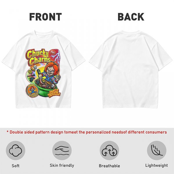 Chucky Charms Horror Cereal Themed Graphic T-Shirt
