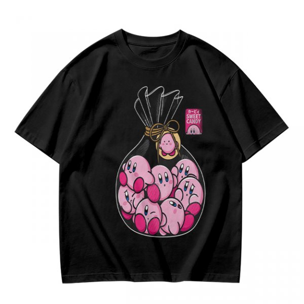 Olive T-Shirt With Cute Kirby Candy Bag Graphic