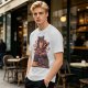 Olive T-Shirt With A Bear Holding A Campfire Mug Design