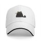Black baseball cap with surprised cartoon black cat graphic