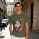Olive T-Shirt Featuring Cowboy Goofy Cartoon Graphic
