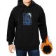 Black Hoodie With Dark Blue Graphic Art Print