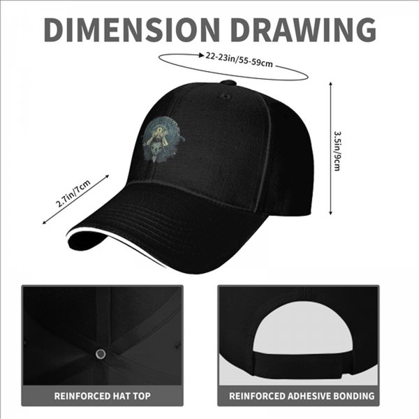 Black baseball cap with mystical occult graphic print
