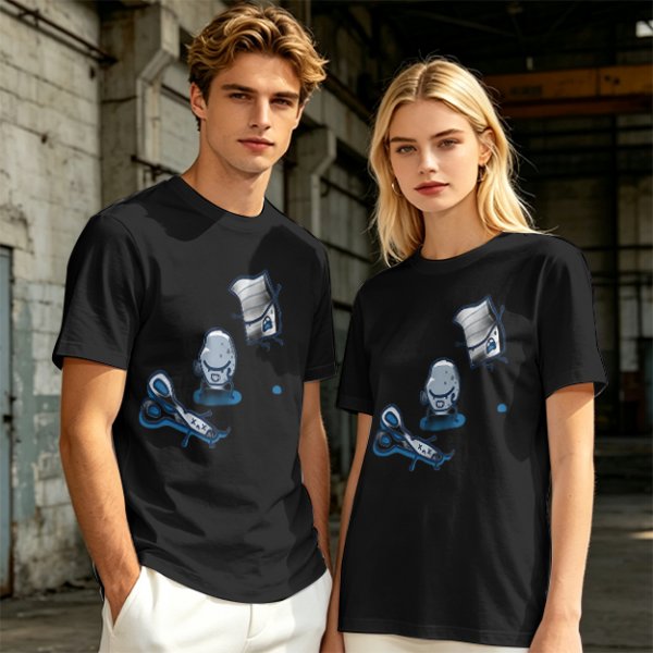 Olive T-Shirt With Rock Paper Scissors Cartoon Characters