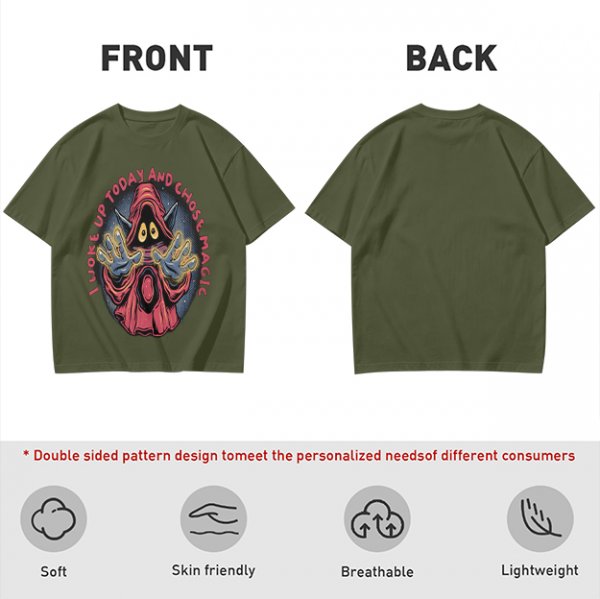 Olive T-Shirt With Wizard Artwork And 'I Woke Up Today And Chose Magic' Text