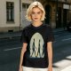Olive T-shirt with Walking Silhouettes Under a Large Moon