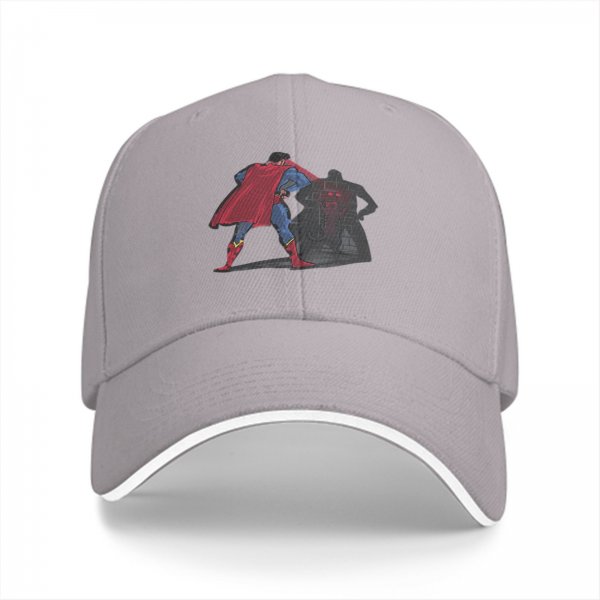 Black baseball cap with Superman and Batman shadow graphic