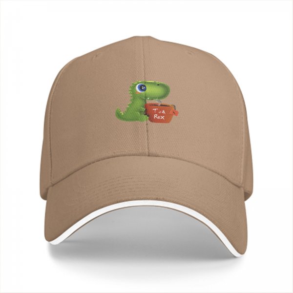 Black baseball cap with cute Tea Rex dinosaur graphic
