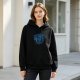 Black Hoodie With Blue Graphic Print Design