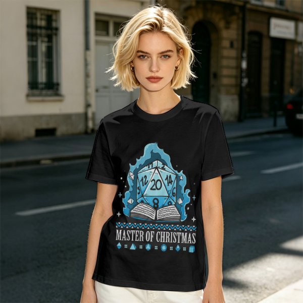 Master of Christmas D20 Dice T-Shirt for RPG Fans