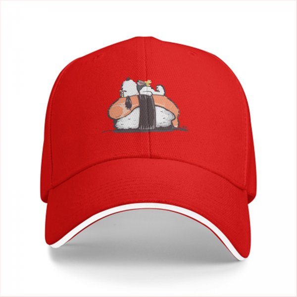 Black Baseball Cap With Snoopy Shrimp Sushi Graphic
