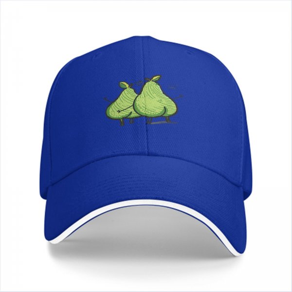 Black Baseball Cap With Funny Cartoon Pears Graphic