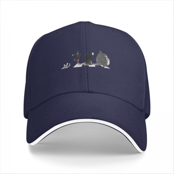 Black Baseball Cap With Studio Ghibli Character Silhouette Print