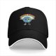 Black baseball cap with cartoon Earth graphic and 'I HATE PEOPLE' text