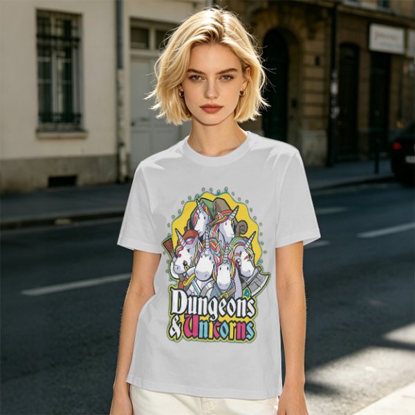 Dungeons and Unicorns Themed Graphic T-Shirt