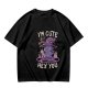 Olive green t-shirt with cute witch cat hex you graphic