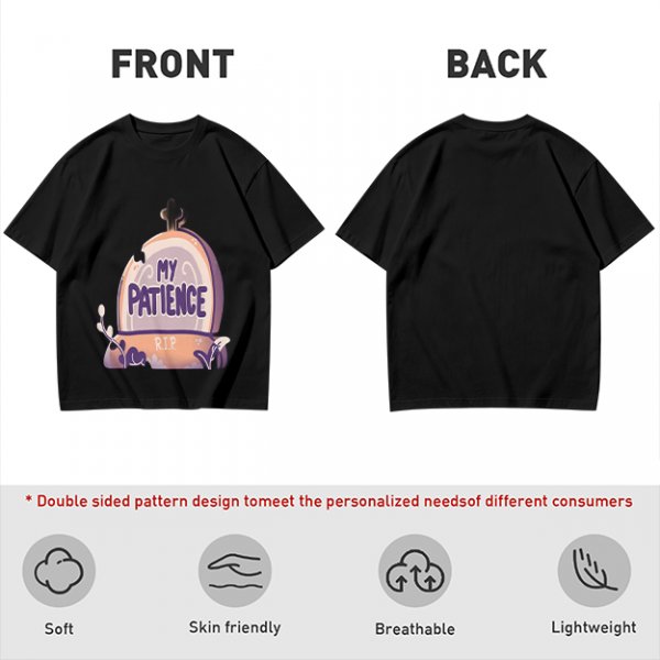 Olive T-Shirt With 'My Patience' Gravestone Graphic Print