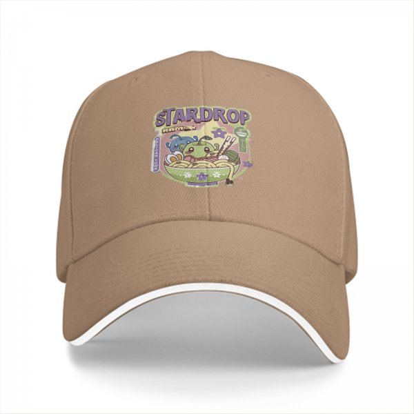 Black Baseball Cap With Stardrop Ramen Kawaii Print