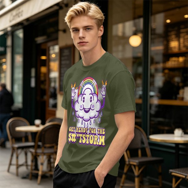 Get Ready For The Shitstorm Cloud Rainbow Graphic T-Shirt